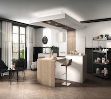 Mobalpa Rivoli in white lacquer and Luna dark oak at Approach PR, award winning agency from Ilkley, West Yorkshire