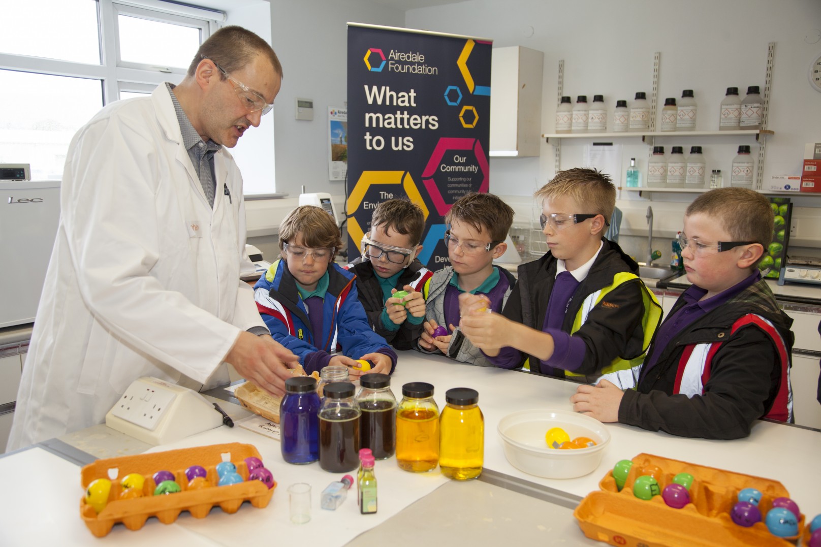 Pupils get hands on lessons at chemical company at Approach PR, award winning agency from Ilkley, West Yorkshire