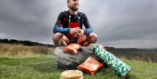 Wrights Food Group, Will Mather taking a break & a bite during training for the Ultra Trail Snowdonia