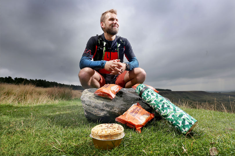 Wrights Food Group, Will Mather taking a break & a bite during training for the Ultra Trail Snowdonia